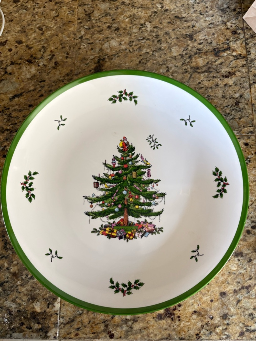 Spode Festive Christmas Tree Serving dish - Green Trim